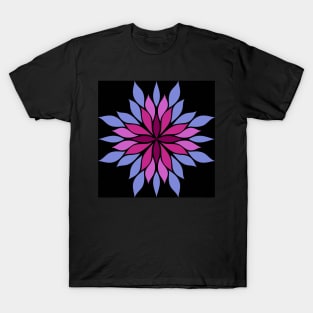 Gradient floral symmetrical pattern with black background T-Shirt